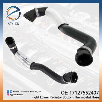 En la parte inferior derecha del radiador inferior manguera de termostato 17127552407 1712 7552 407 para BMW E90 E91 E93 E92 E82 E88 Partes de automóviles de alta calidad